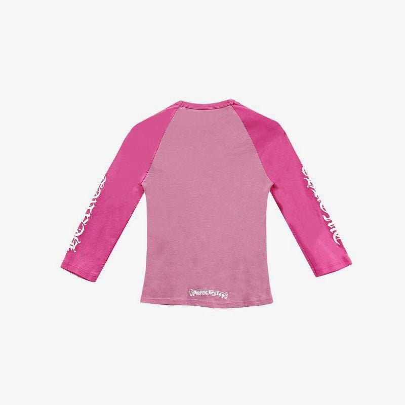 Chrome Hearts Baby Pink Dagger Script Logo Mid Sleeve T-shirt - SHENGLI ROAD MARKET