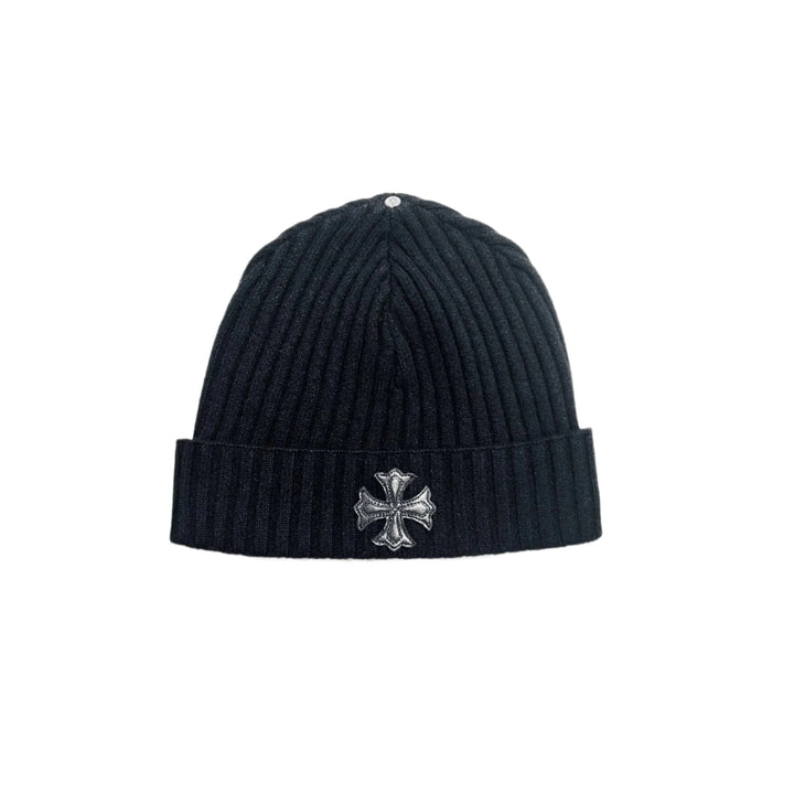 Chrome Hearts Black Cashmere Leather Cross Beanie - SHENGLI ROAD MARKET