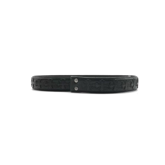 Chrome Hearts Black Cross Patch Leather Belt - SHENGLI ROAD MARKET