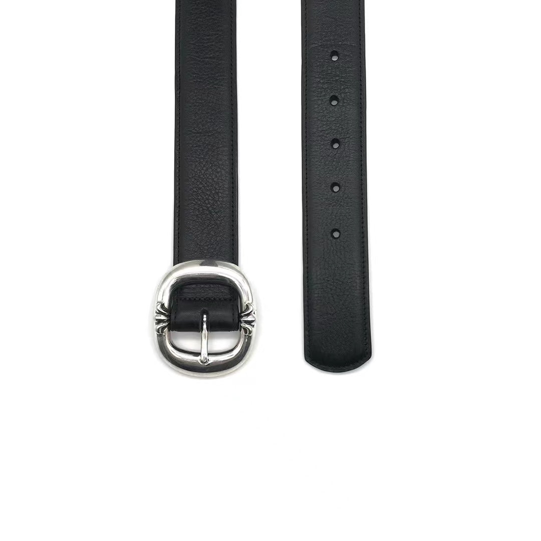 Chrome Hearts Black Gunslinger Belt with Silver Buckle - SHENGLI ROAD MARKET