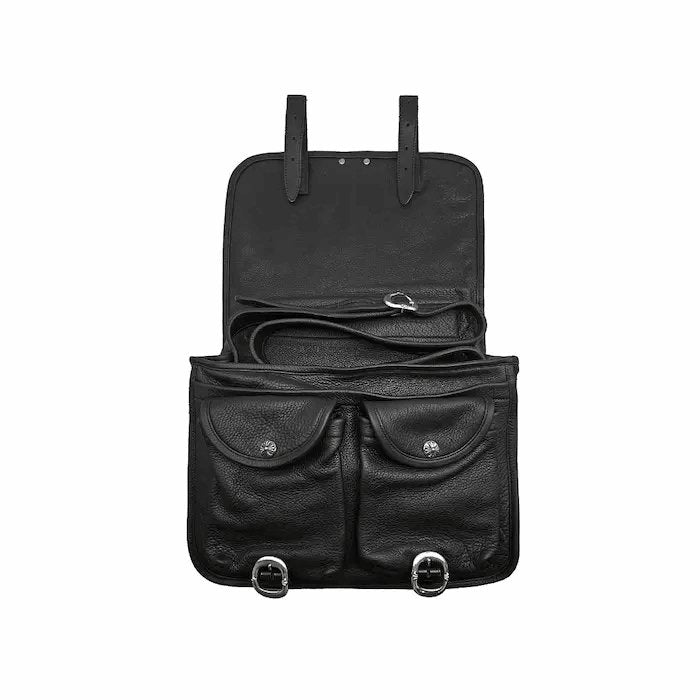 Chrome Hearts Black Leather Messenger Crossbody Bag - SHENGLI ROAD MARKET