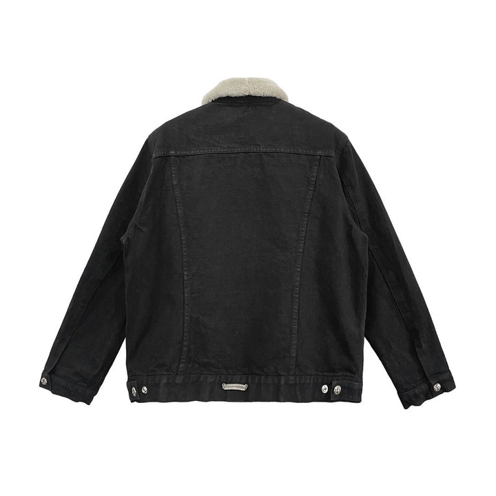 Chrome Hearts Black Shearling Denim Jacket - SHENGLI ROAD MARKET