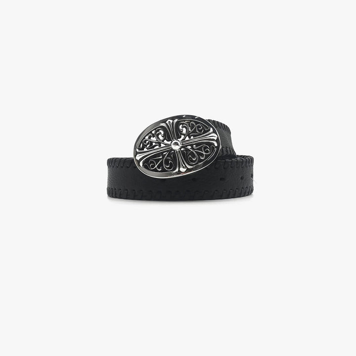 Chrome Hearts Black Weave Ornate Belt with Silver Buckle - SHENGLI ROAD MARKET