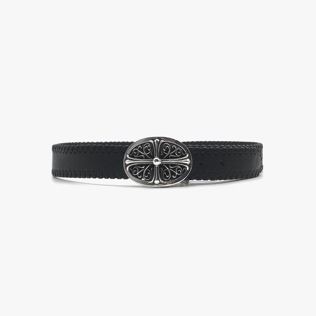 Chrome Hearts Black Weave Ornate Belt with Silver Buckle - SHENGLI ROAD MARKET