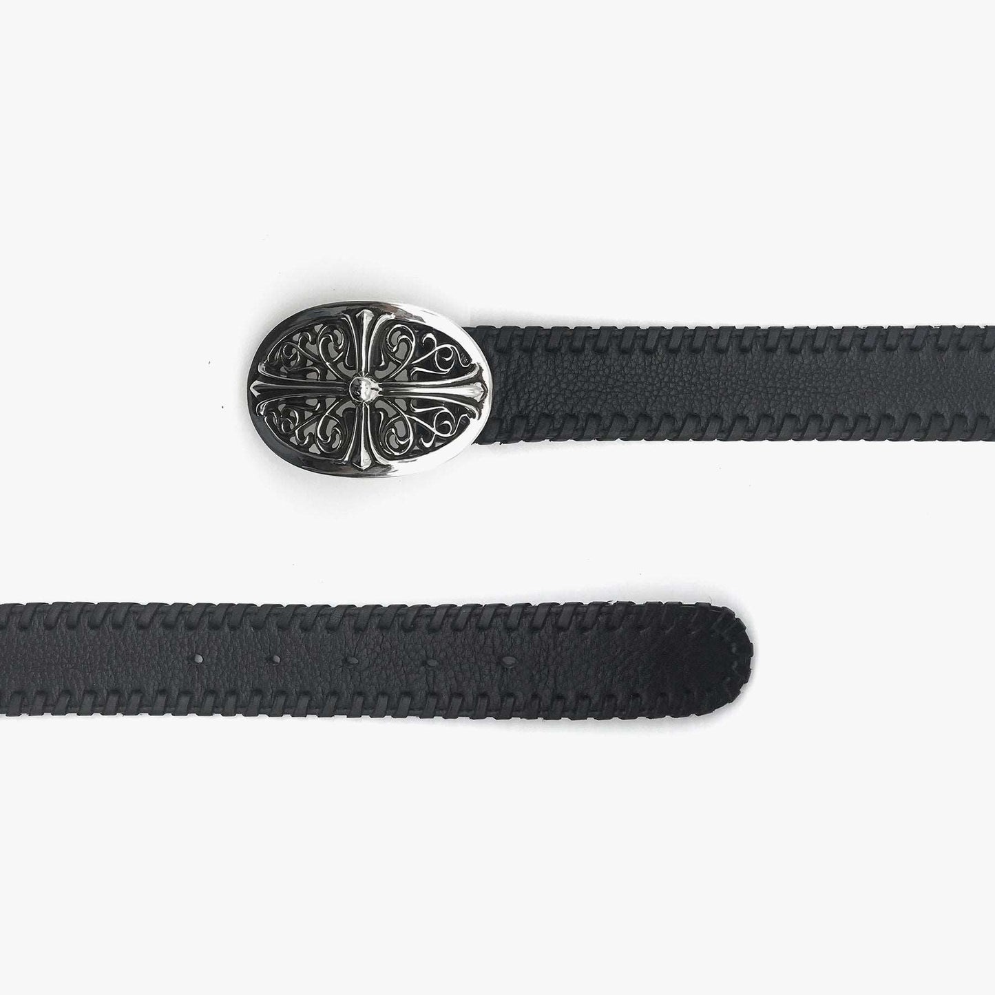 Chrome Hearts Black Weave Ornate Belt with Silver Buckle - SHENGLI ROAD MARKET