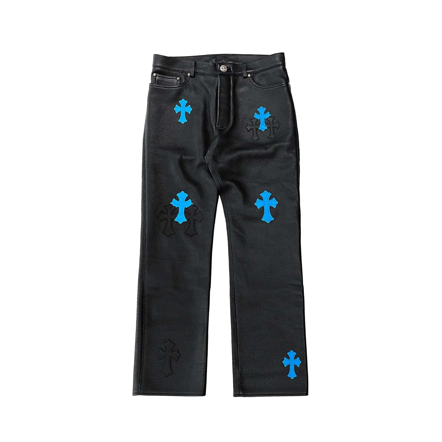 Chrome Hearts Blue Leather Pants | SHENGLI ROAD MARKET