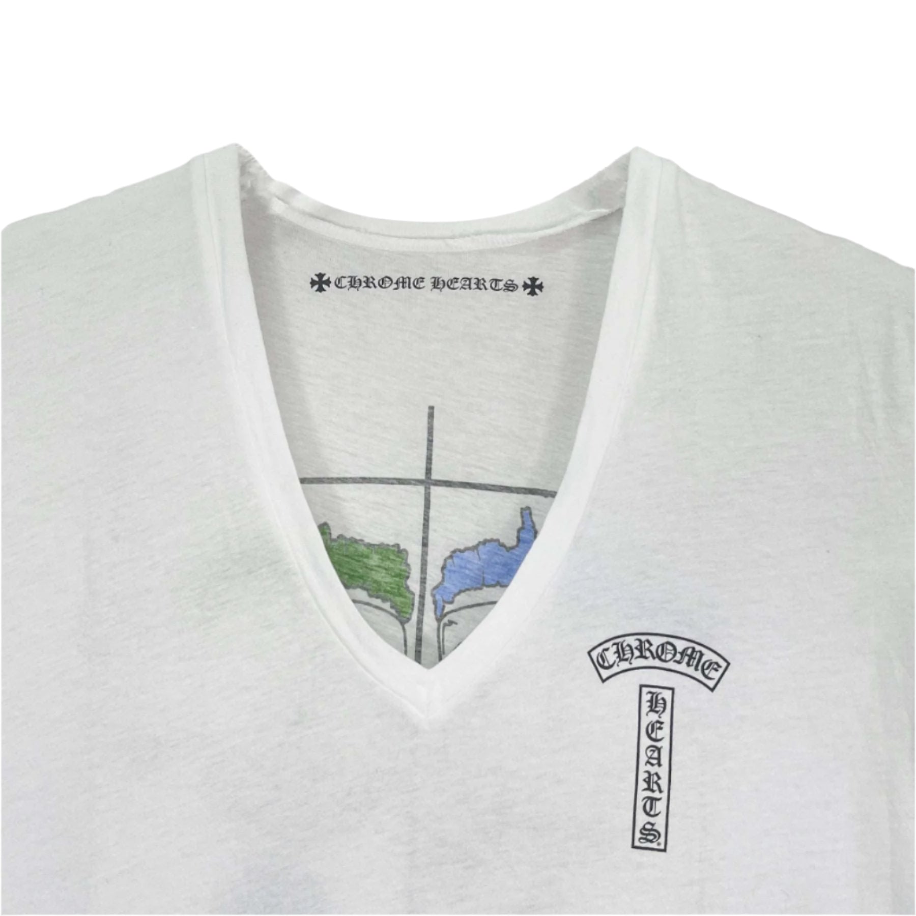 Chrome Hearts Neck Logo Blue Script Logo Tee 半袖 Tシャツ Chrome Hearts Rolling Stones Blue Script Logo Tee - SRM