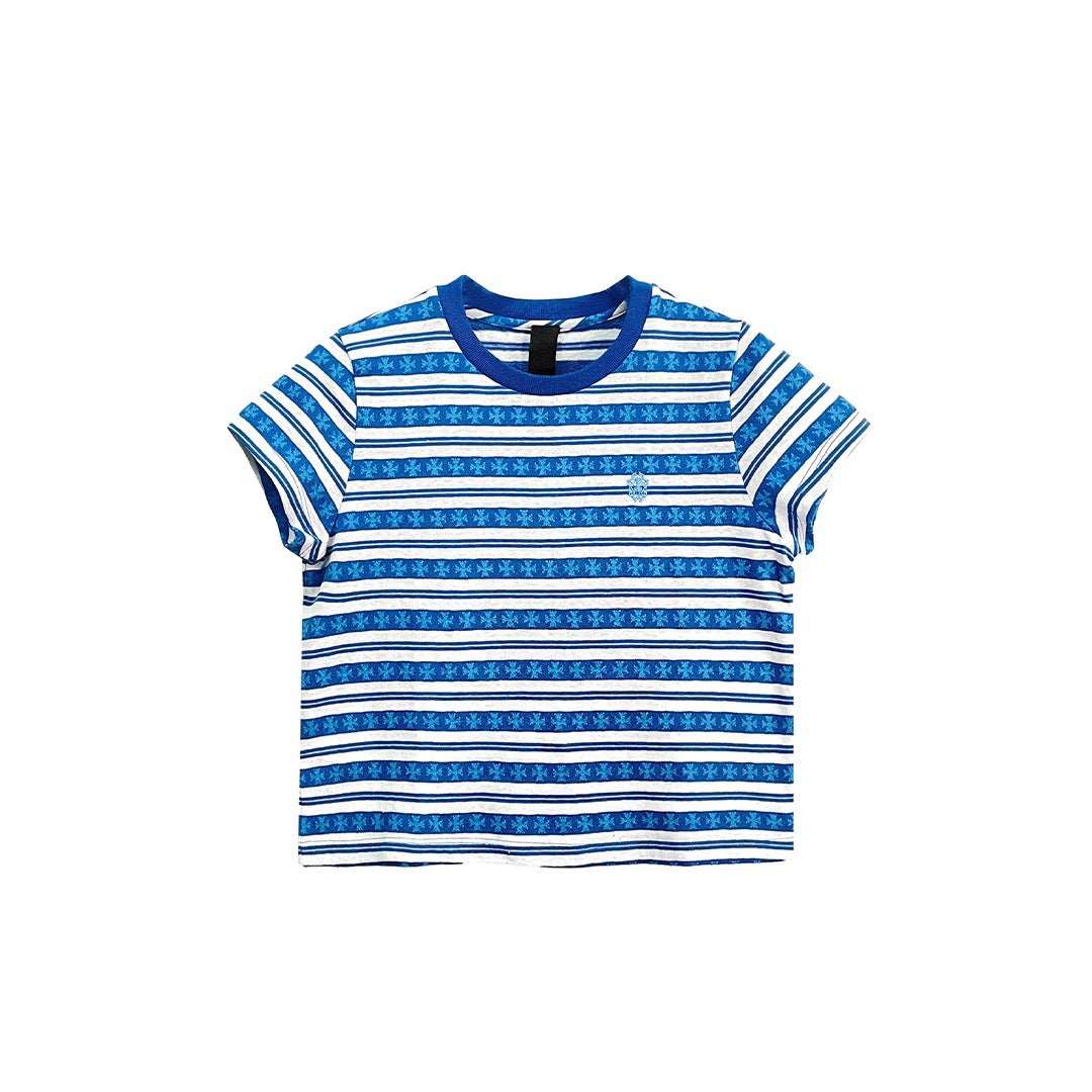 Chrome Hearts Blue Stripe Logo Women's Tee - SHENGLI ROAD MARKET