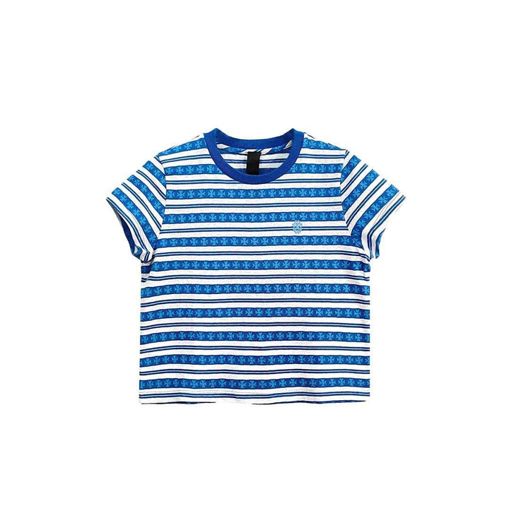 Chrome Hearts Blue Stripe Logo Women's Tee - SHENGLI ROAD MARKET