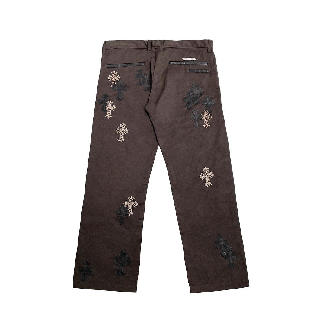 Chrome Hearts Brown Leopard Cross Patch Carpenter Pants - SHENGLI ROAD MARKET
