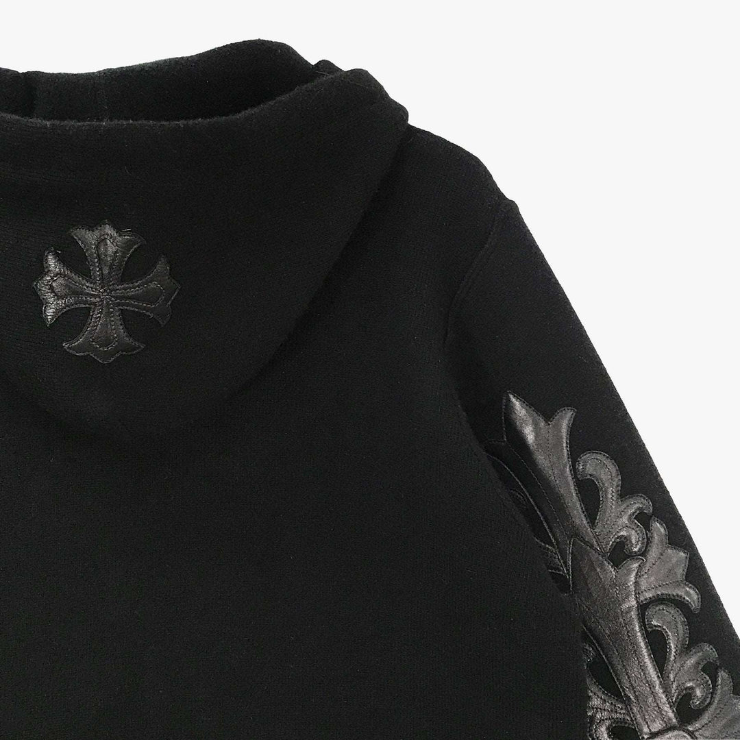 Chrome Hearts Cashmere Leather Cross Logo Hoodie - SHENGLI ROAD MARKET