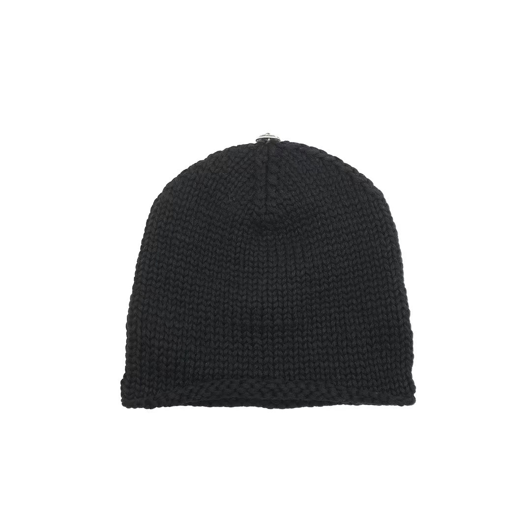 Chrome Hearts Cashmere Leather With Silver Cross Beanie