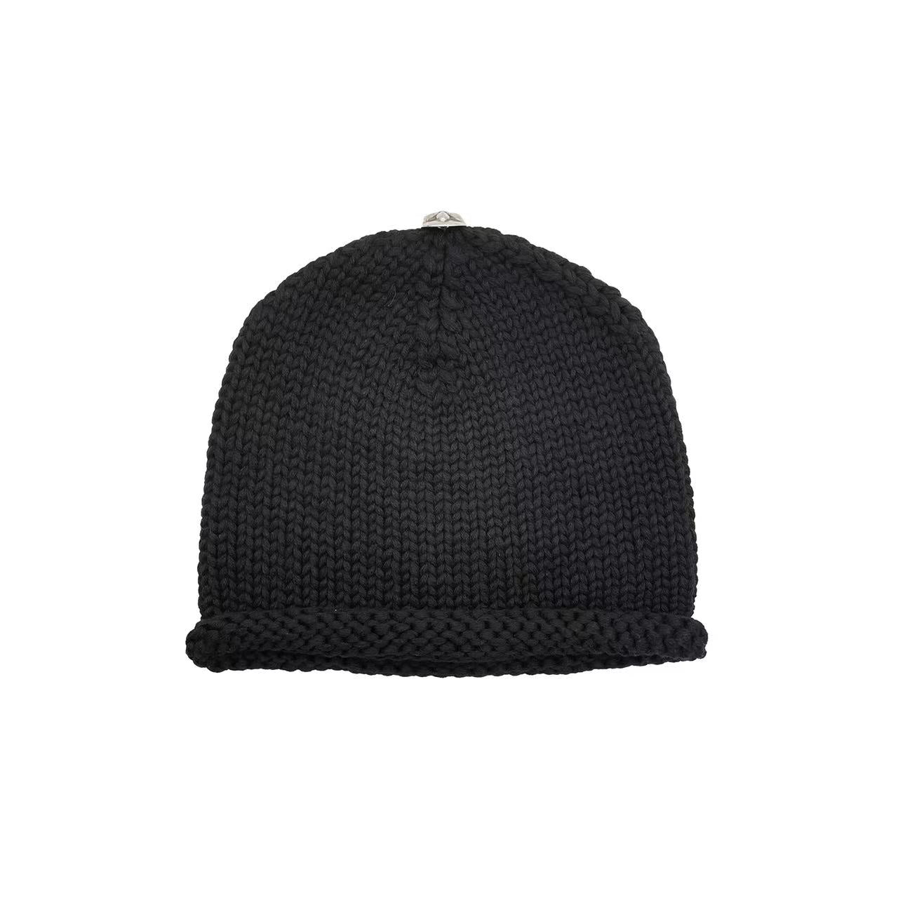 Chrome Hearts Cashmere Leather With Silver Fleur Beanie