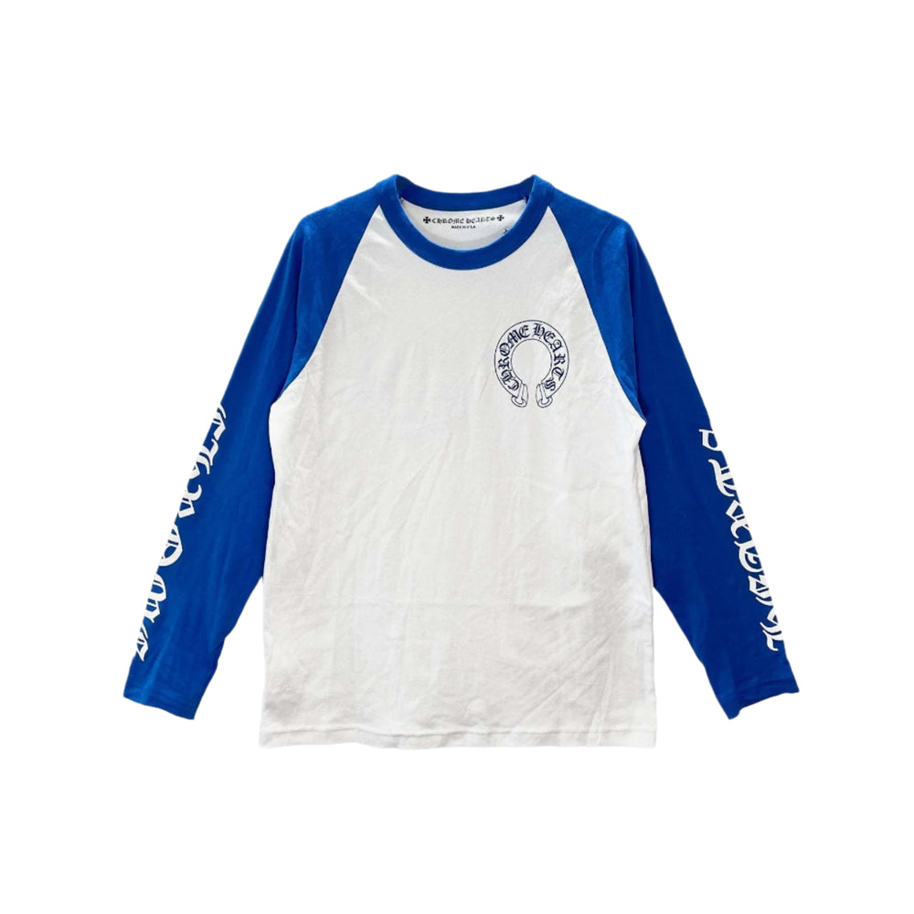 Chrome Hearts CH Horseshoe Logo Blue & White Long Sleeve T-Shirt - SHENGLI ROAD MARKET