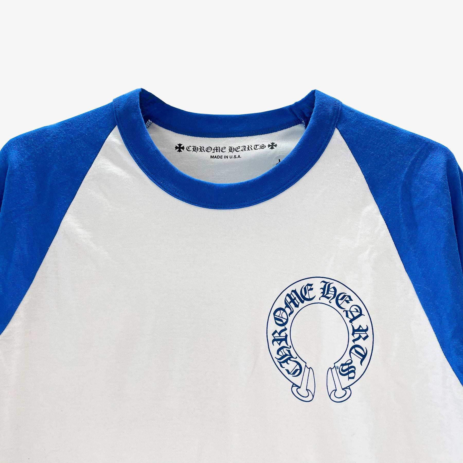 Chrome Hearts CH Horseshoe Logo Blue & White Long Sleeve T-Shirt - SHENGLI ROAD MARKET