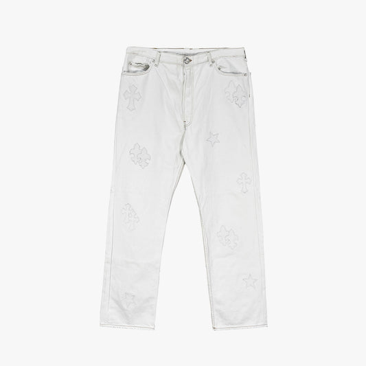 Chrome Hearts Chrome Hearts St.Barth Exclusive Star Cross Leather Patch Denim Jeans - SHENGLI ROAD MARKET