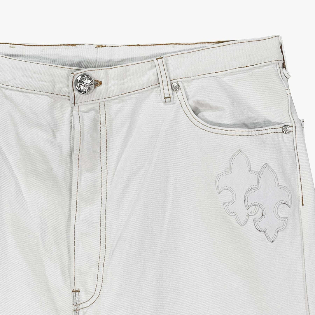 Chrome Hearts Chrome Hearts St.Barth Exclusive Star Cross Leather Patch Denim Jeans - SHENGLI ROAD MARKET