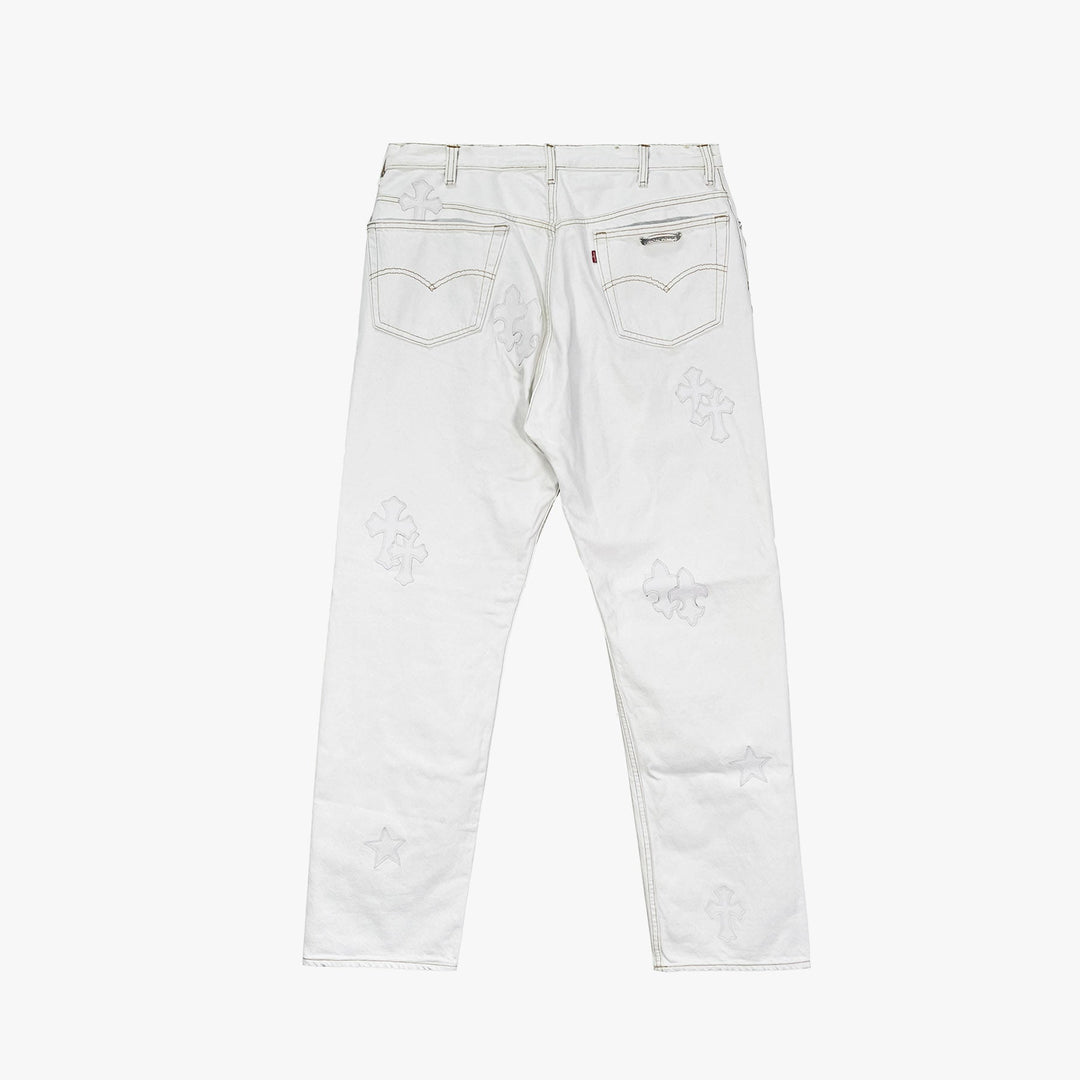 Chrome Hearts Chrome Hearts St.Barth Exclusive Star Cross Leather Patch Denim Jeans - SHENGLI ROAD MARKET