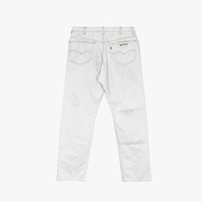 Chrome Hearts Chrome Hearts St.Barth Exclusive Star Cross Leather Patch Denim Jeans - SHENGLI ROAD MARKET