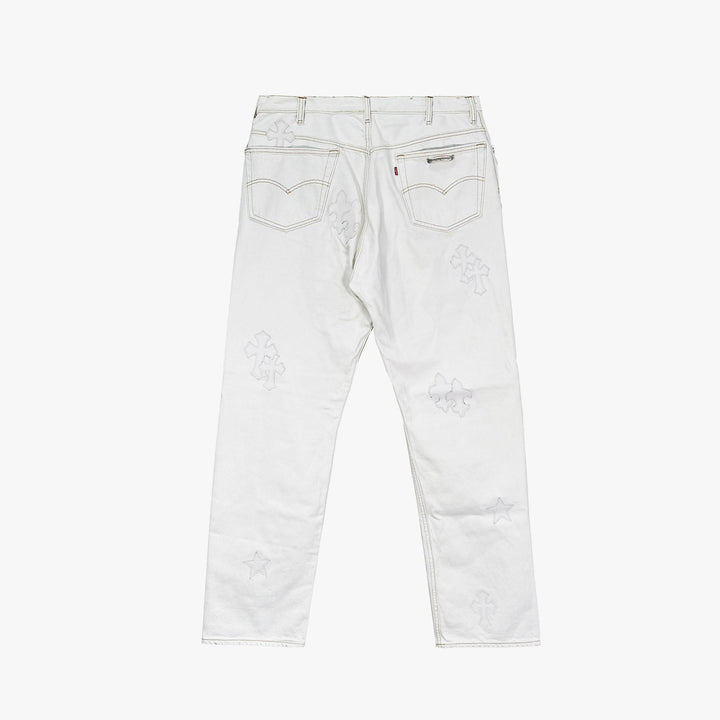 Chrome Hearts Chrome Hearts St.Barth Exclusive Star Cross Leather Patch Denim Jeans - SHENGLI ROAD MARKET