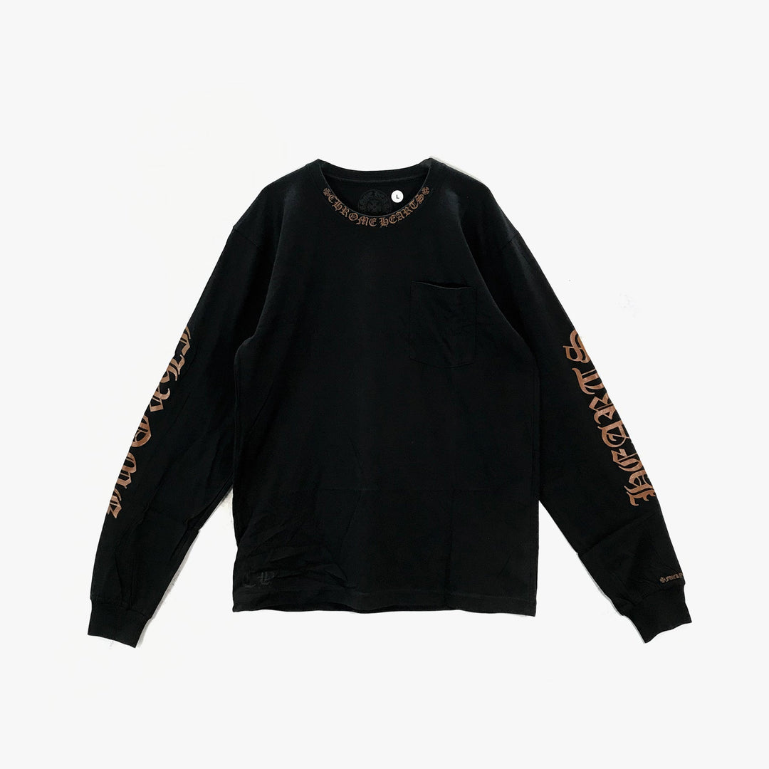 Chrome Hearts Collar Script Logo In Brown Long Sleeve T-Shirt - SHENGLI ROAD MARKET