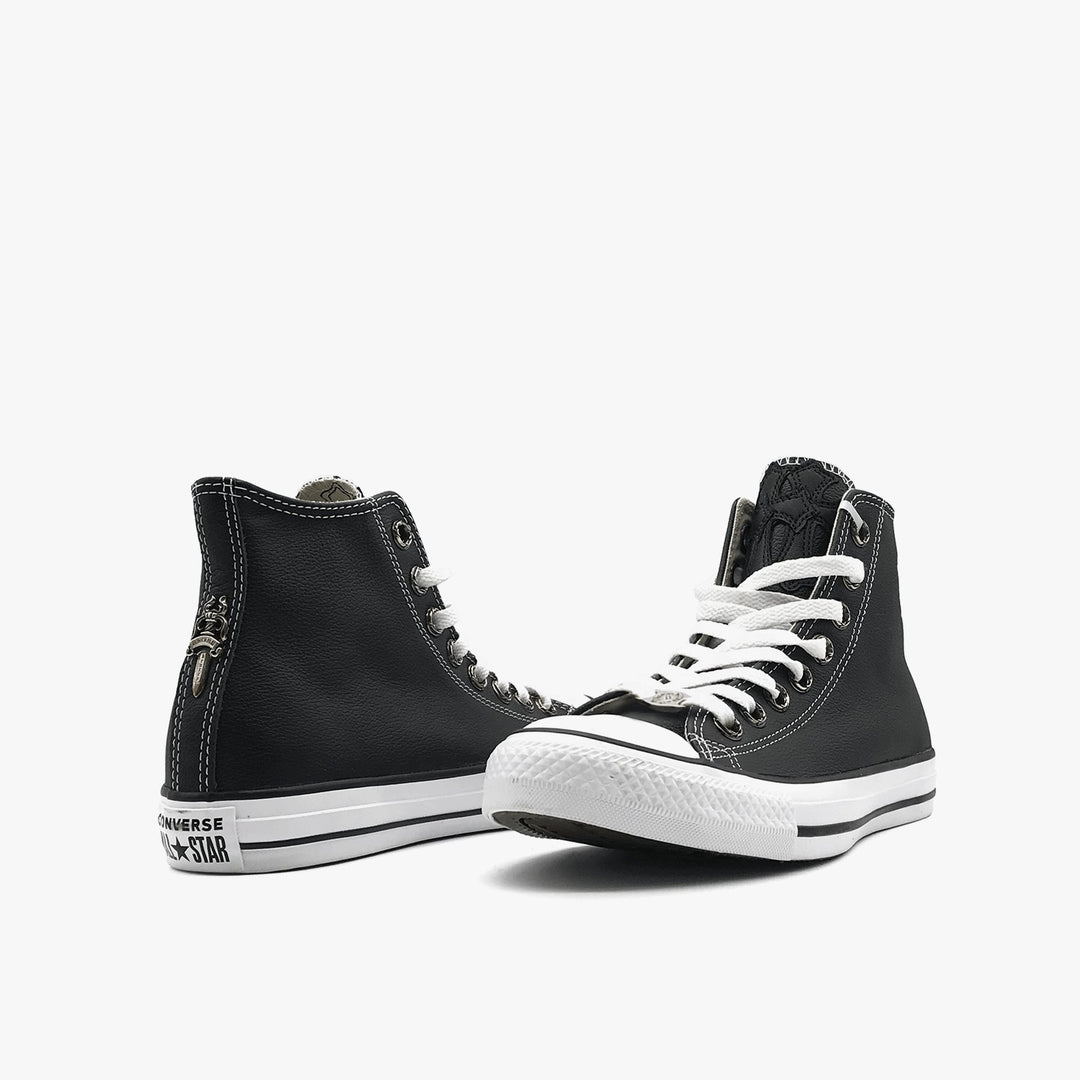 Chrome Hearts Converse Black Leather Cross Silver Dagger Sneakers - SHENGLI ROAD MARKET