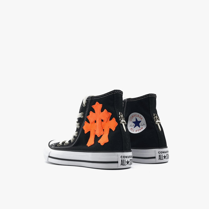 Chrome Hearts Converse Orange Leather Cross Silver Dagger Sneakers - SHENGLI ROAD MARKET