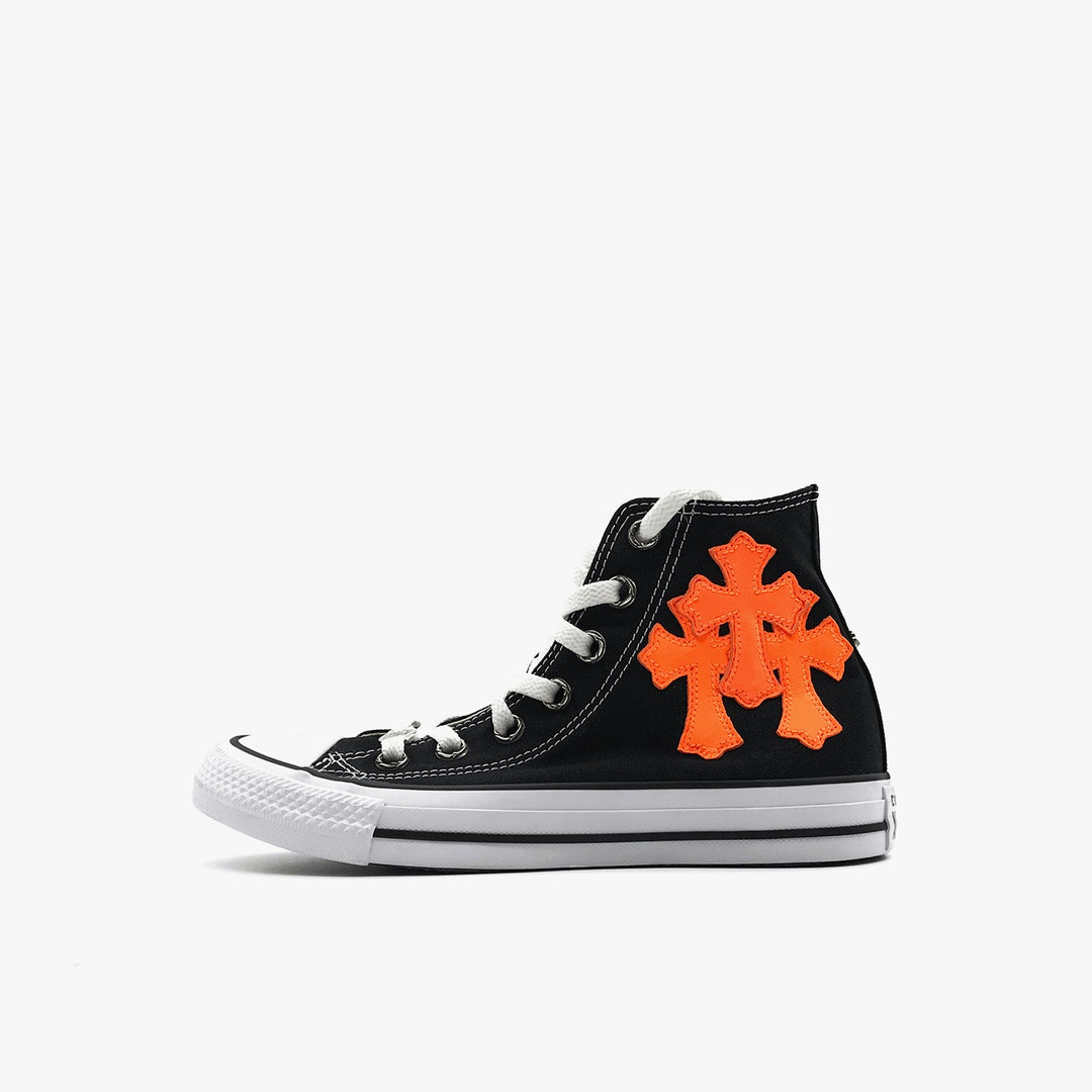 Chrome Hearts Converse Orange Leather Cross Silver Dagger Sneakers - SHENGLI ROAD MARKET