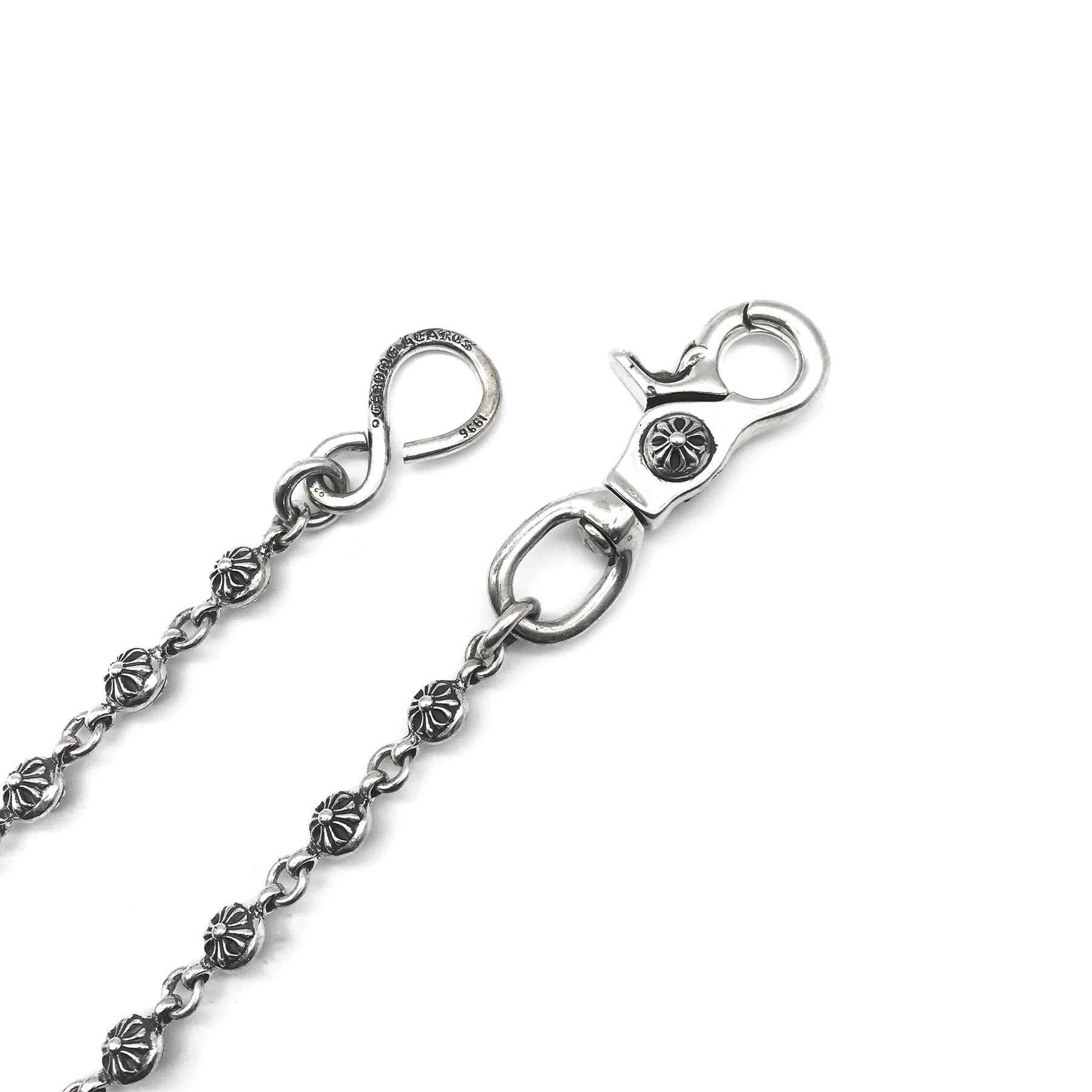 Chrome Hearts 925 Silver Cross Ball Lobster Clasp Wallet Chain