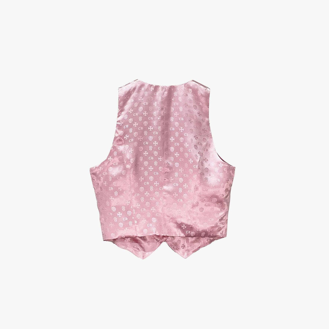 Chrome Hearts Cross Logo Pink Silk Vest - SHENGLI ROAD MARKET