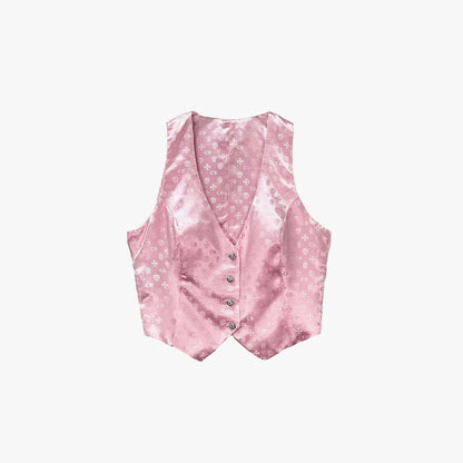 Chrome Hearts Cross Logo Pink Silk Vest - SHENGLI ROAD MARKET