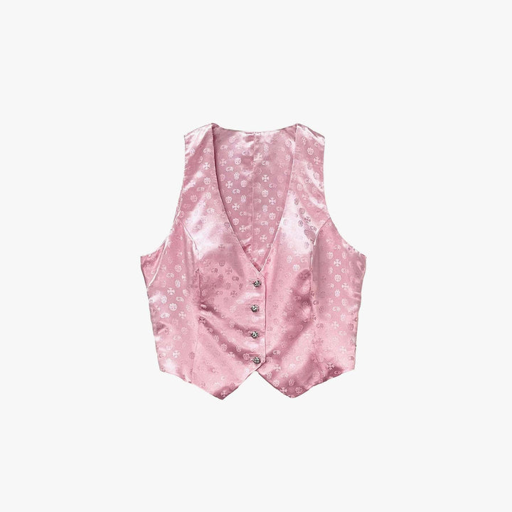 Chrome Hearts Cross Logo Pink Silk Vest - SHENGLI ROAD MARKET