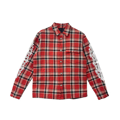 Chrome Hearts Cross Logo Plaid Quilted Shirt Jacket - SHENGLI ROAD MARKET