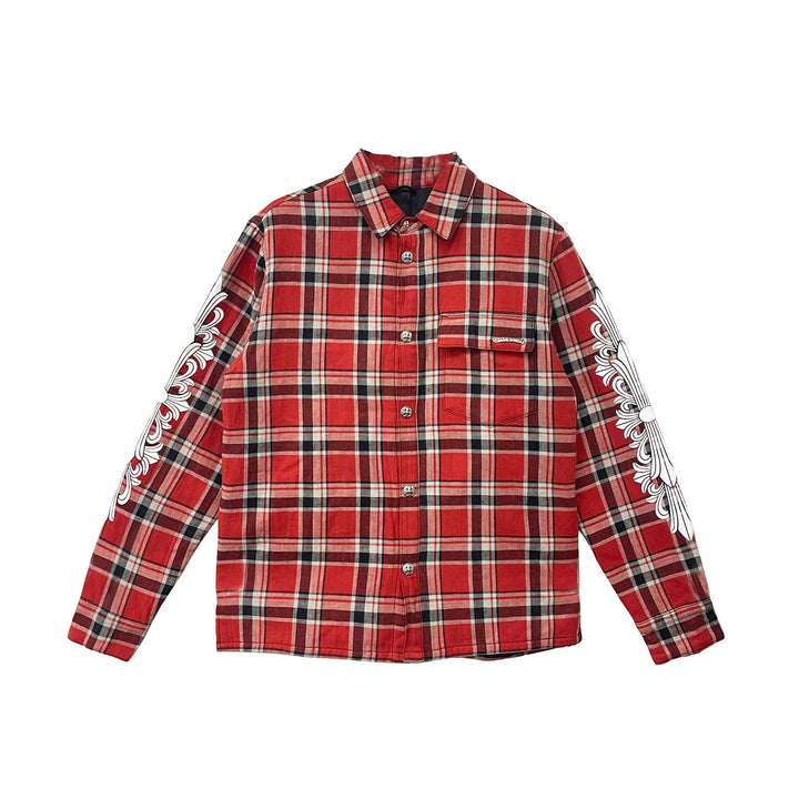 Chrome Hearts Cross Logo Plaid Quilted Shirt Jacket - SHENGLI ROAD MARKET