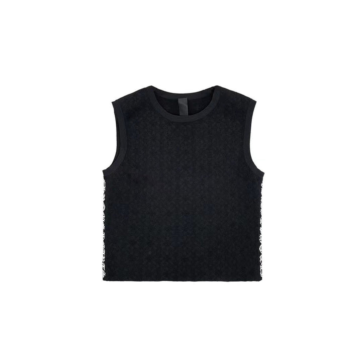 Chrome Hearts Cross Pattern Slide Script Logo Black Tanktop - SHENGLI ROAD MARKET