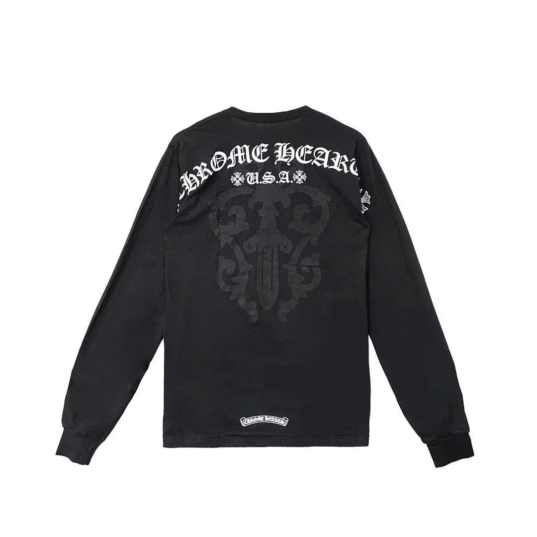 Chrome Hearts Dark Dagger Script Logo Long Sleeve T-Shirt - SHENGLI ROAD MARKET