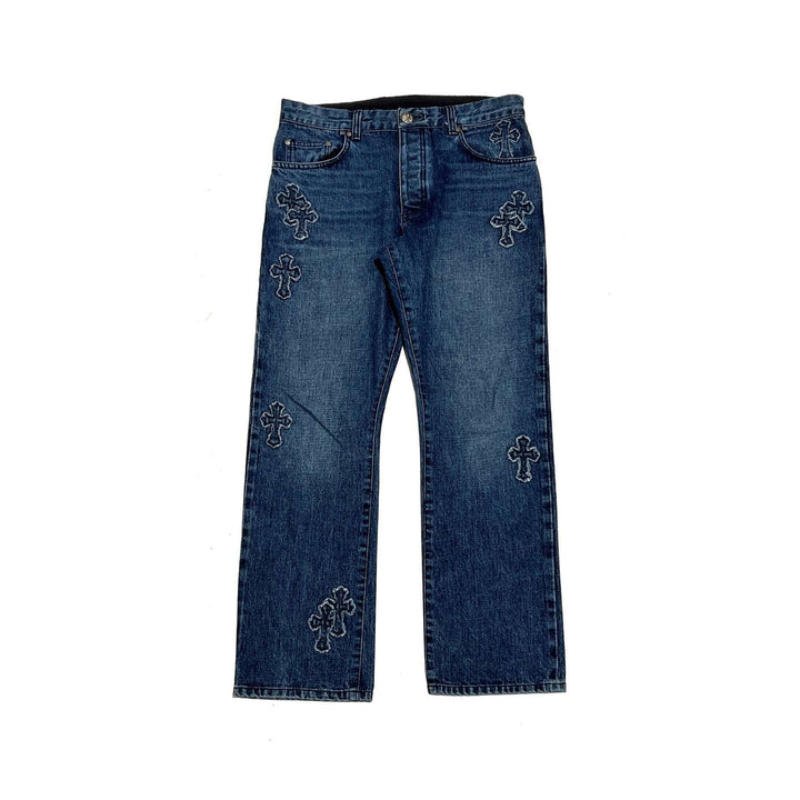 Chrome Hearts Denim Cross Patch Jeans - SHENGLI ROAD MARKET