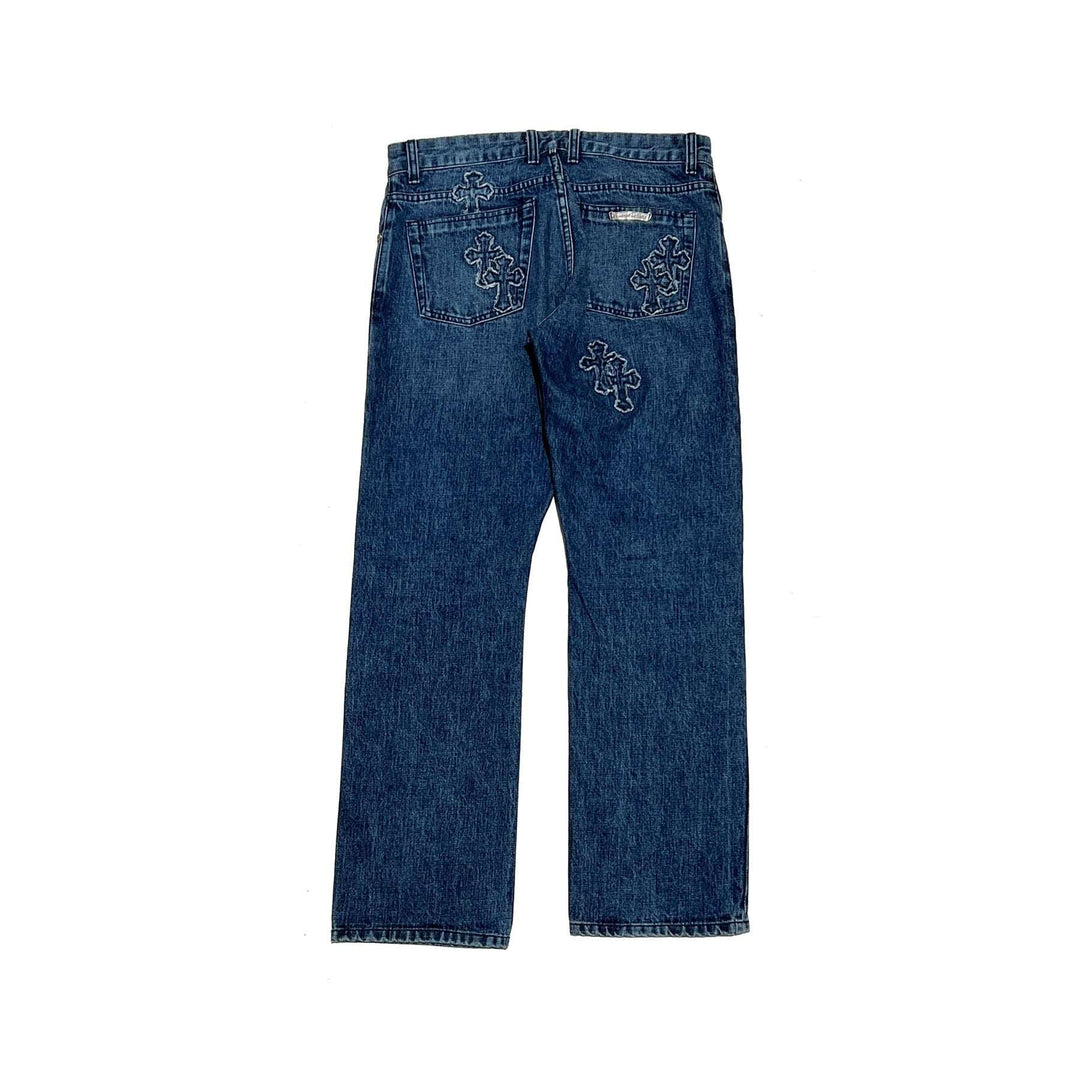 Chrome Hearts Denim Cross Patch Jeans - SHENGLI ROAD MARKET