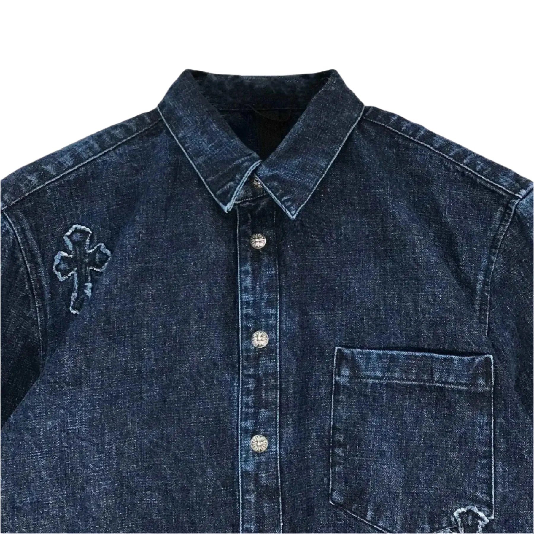 Chrome Hearts Denim Cross Patch Shirt