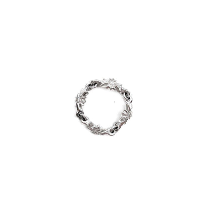 Chrome Hearts Diamonds 18K White Gold Tiny E Cross Ring - SHENGLI ROAD MARKET