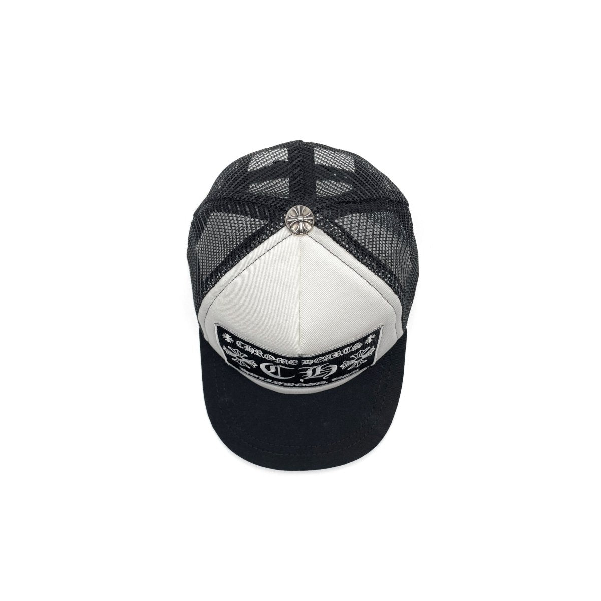 Chrome Hearts Embroidered CH Cross Logo Black & White Baseball Cap - SHENGLI ROAD MARKET