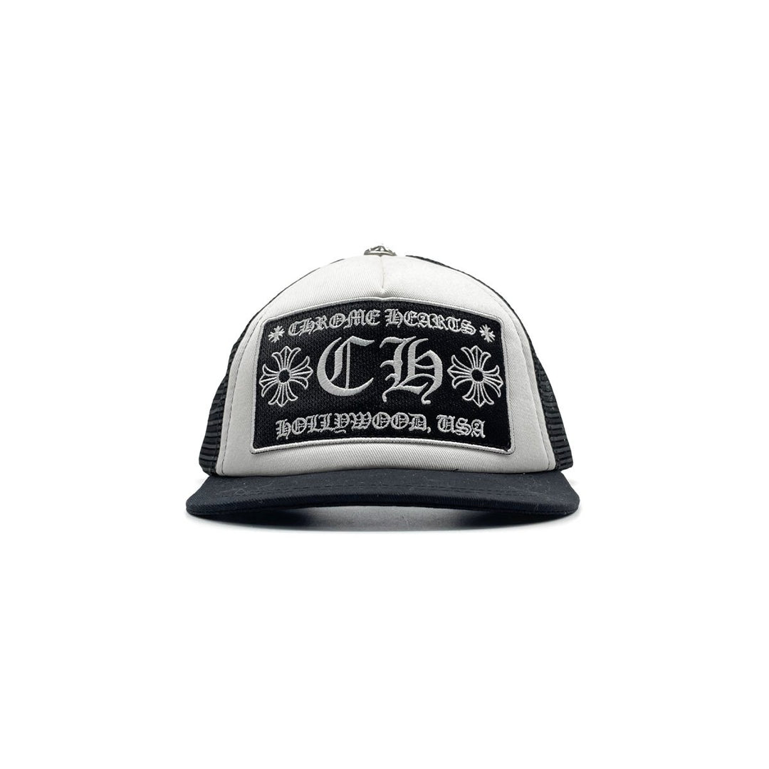 Chrome Hearts Embroidered CH Cross Logo Black & White Baseball Cap - SHENGLI ROAD MARKET