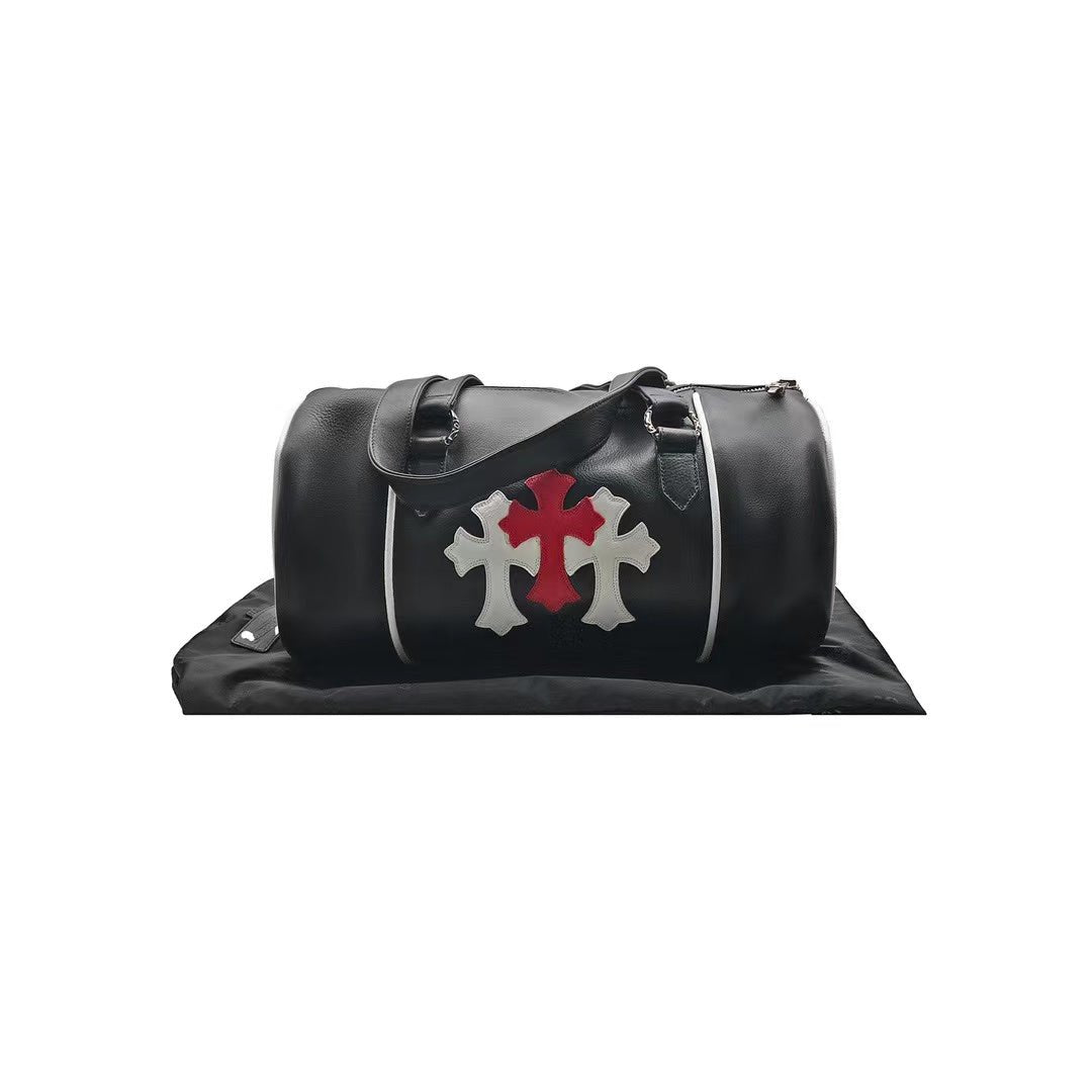 Chrome Hearts Exclusive White & Red Cross Logo Leather Duffle Bag - SHENGLI ROAD MARKET