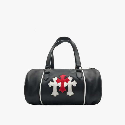 Chrome Hearts Exclusive White & Red Cross Logo Leather Duffle Bag - SHENGLI ROAD MARKET