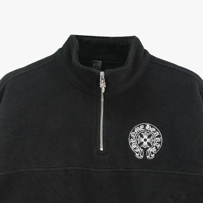 Chrome Hearts Fleece Horseshoe Logo Half Zip Sweatshirt with Silver Dagger - SHENGLI ROAD MARKET