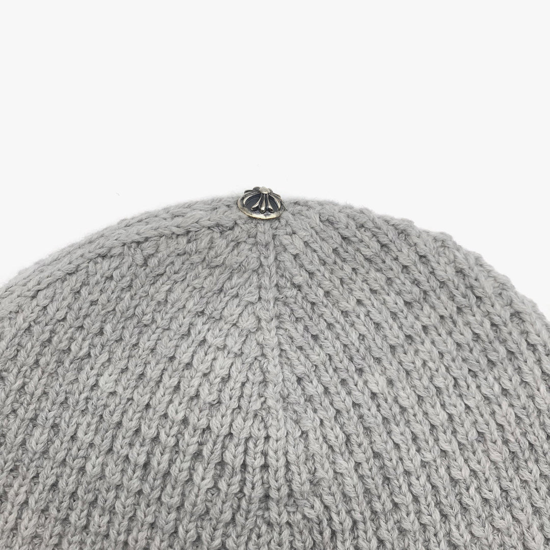 Chrome Hearts Gray Cashmere Silver Button Beanie - SHENGLI ROAD MARKET