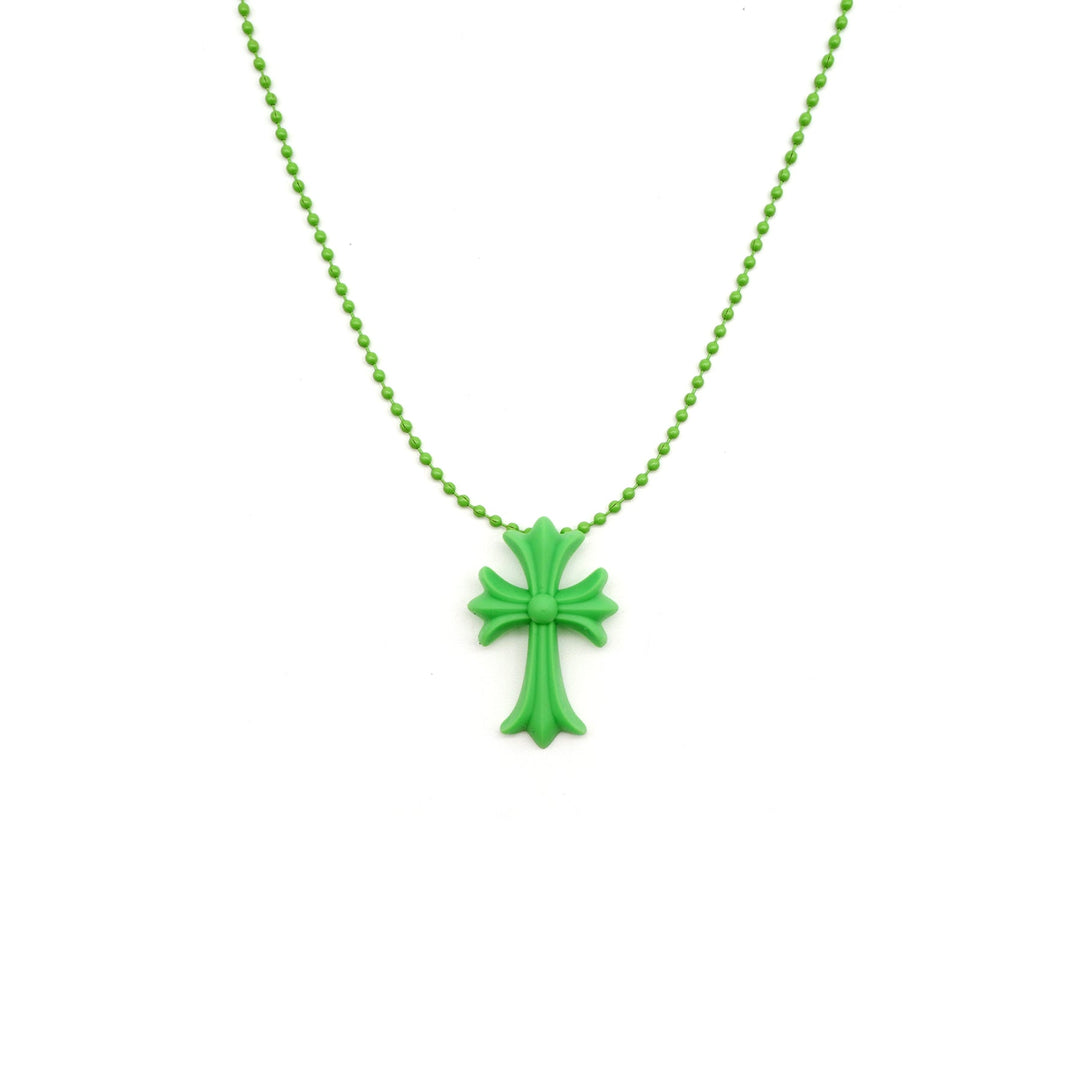 Chrome Hearts Green Resin Cross Pendant Ball Chain Necklace - SHENGLI ROAD MARKET