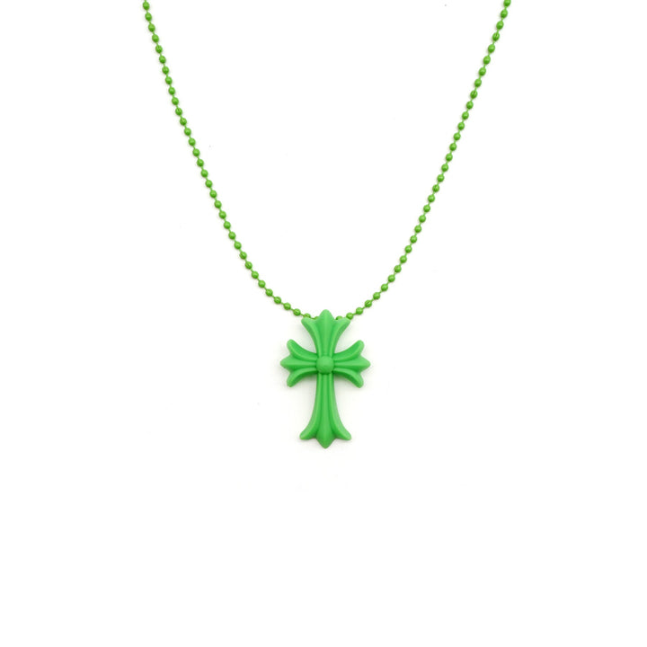 Chrome Hearts Green Resin Cross Pendant Ball Chain Necklace - SHENGLI ROAD MARKET