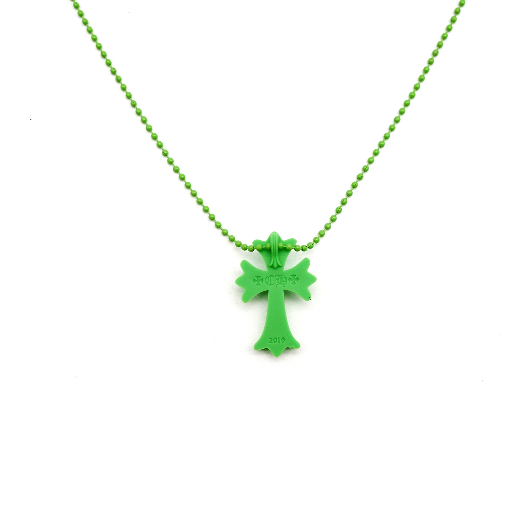 Chrome Hearts Green Resin Cross Pendant Ball Chain Necklace - SHENGLI ROAD MARKET