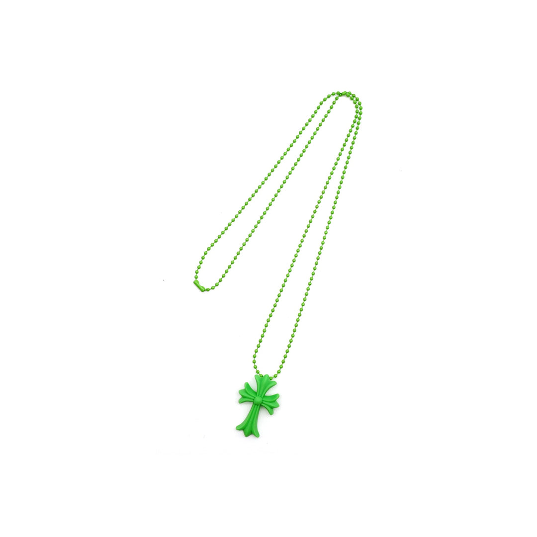 Chrome Hearts Green Resin Cross Pendant Ball Chain Necklace - SHENGLI ROAD MARKET